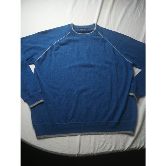 Bullock & Jones XXL Blue 100% Cashmere Sweater Men's Office Business Formal - Picture 1 of 4